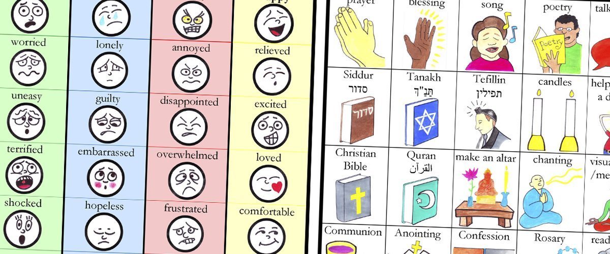 A photo of NewYork-Presbyterian Chaplain Joel Berning’s communication board