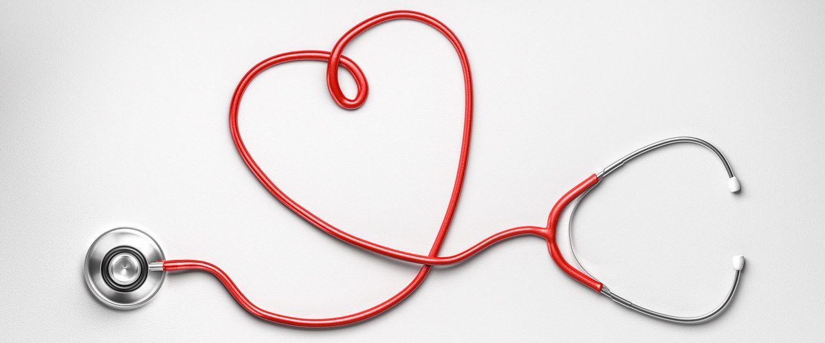 A stethoscope in the shape of a heart