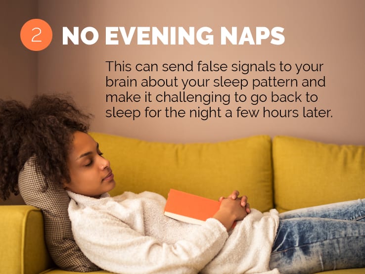 Text explaining the importance of no evening naps