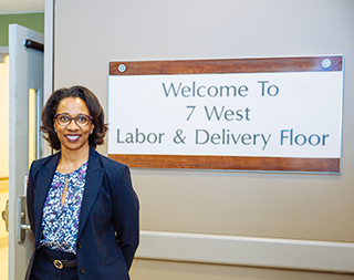 Dr. Laura Riley outside the 7 West Labor & Delivery Floor