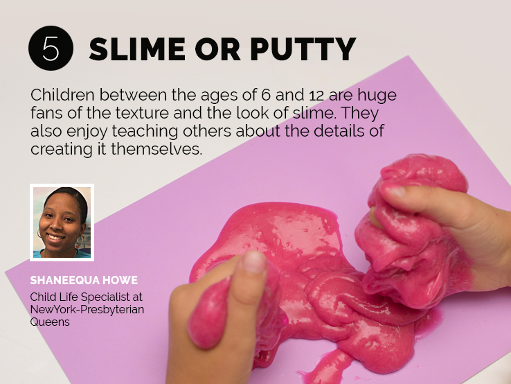 Text explaining why slime or putty can distract kids in the hospital