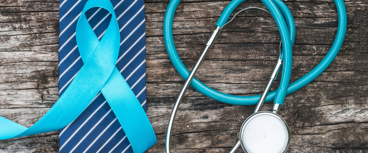 A blue lapel ribbon and a blue stethoscope
