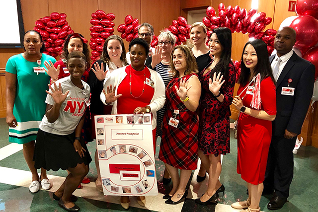 Staffers at NewYork-Presbyterian/Weill Cornell Medical Center celebrate