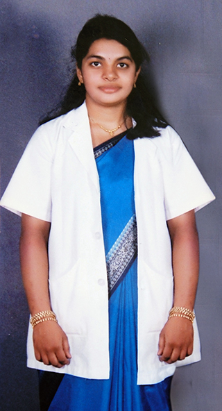 Sowmya Sreekanth when she entered medical school in 2002