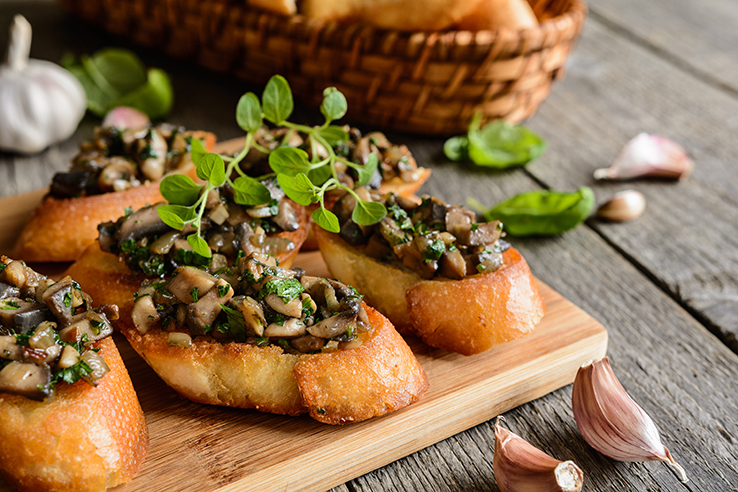 Mushroom canapes, a healthy Thanksgiving recipe.