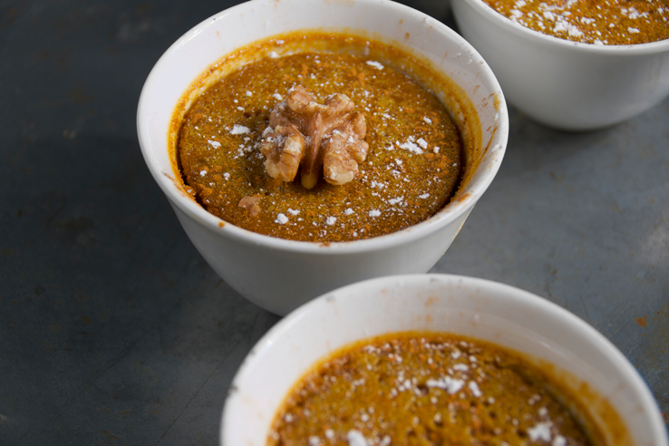 Pumpkin custard, a healthy Thanksgiving recipe.