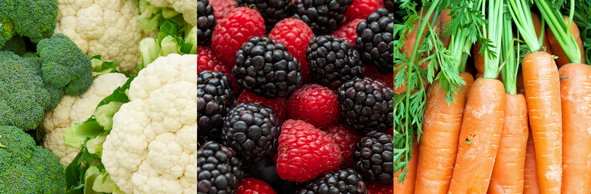 Cauliflower, broccoli, raspberries, blackberries, and carrots––5 doctor-approved kitchen staples.