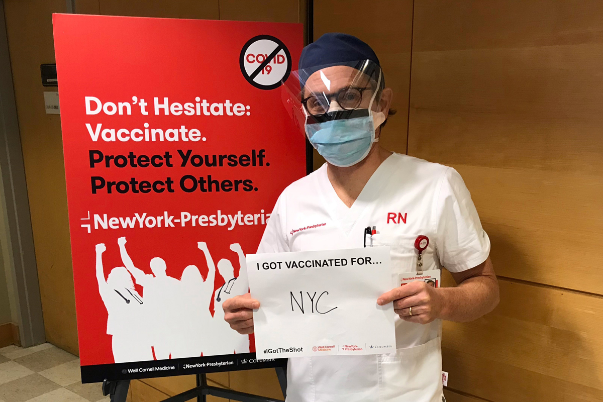 NYP staffer gets COVID-19 vaccine