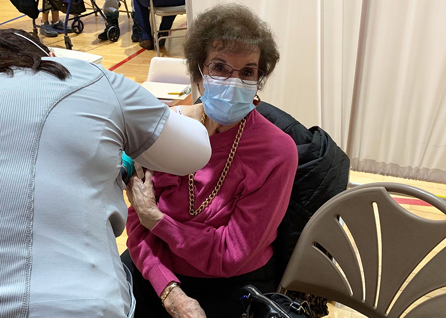 Carmela D'Uro gets her COVID-19 vaccine